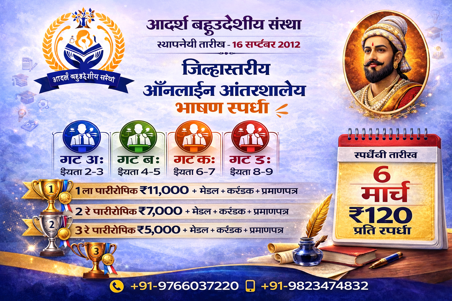 जिल्हास्तरीय ऑनलाईन भाषण स्पर्धा